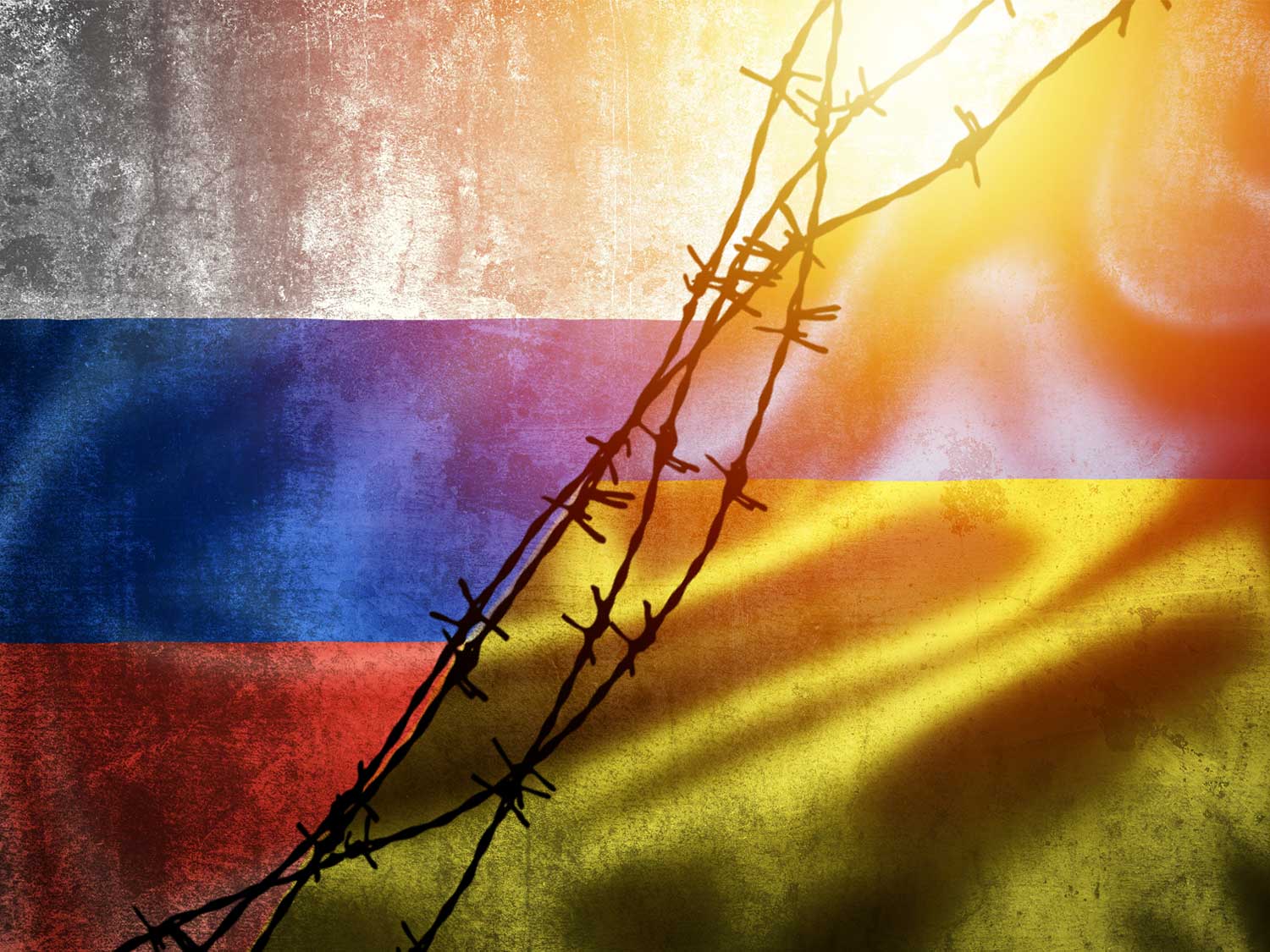 Ukraine Russia flags