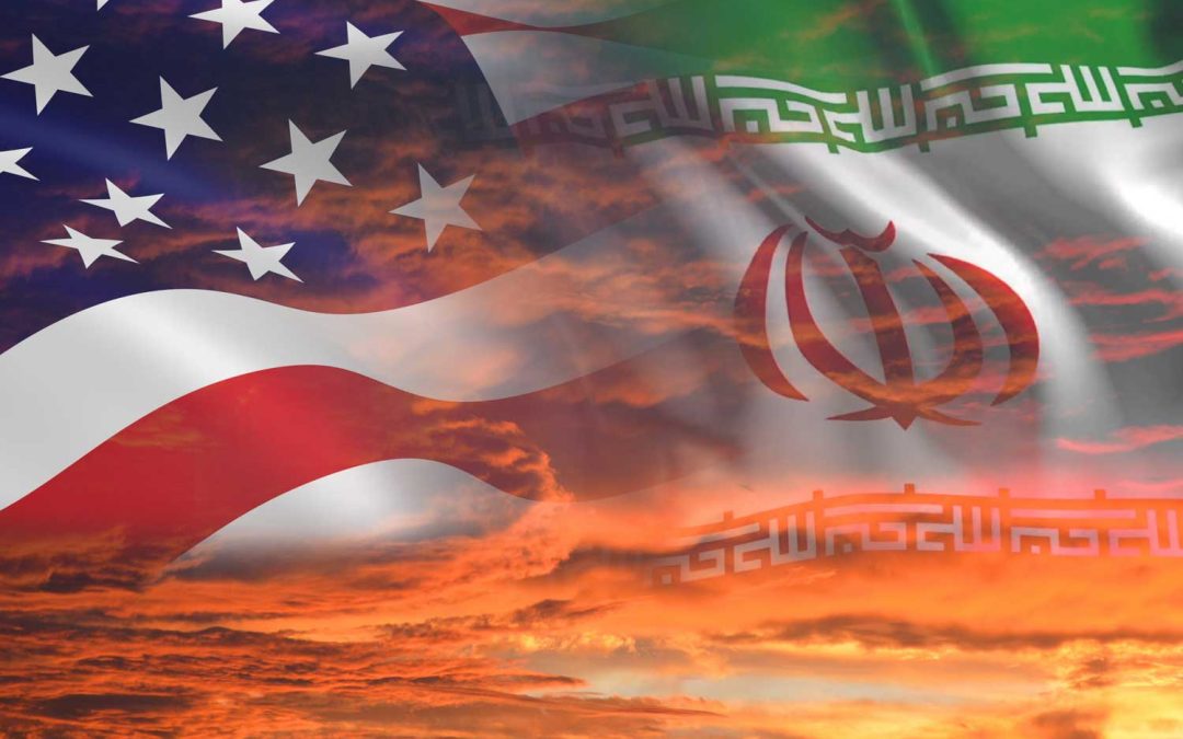 US Iran flags