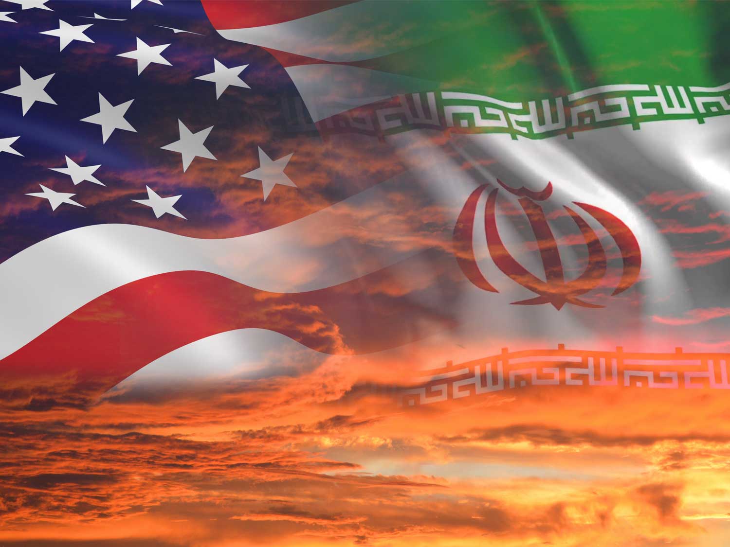 US Iran flags