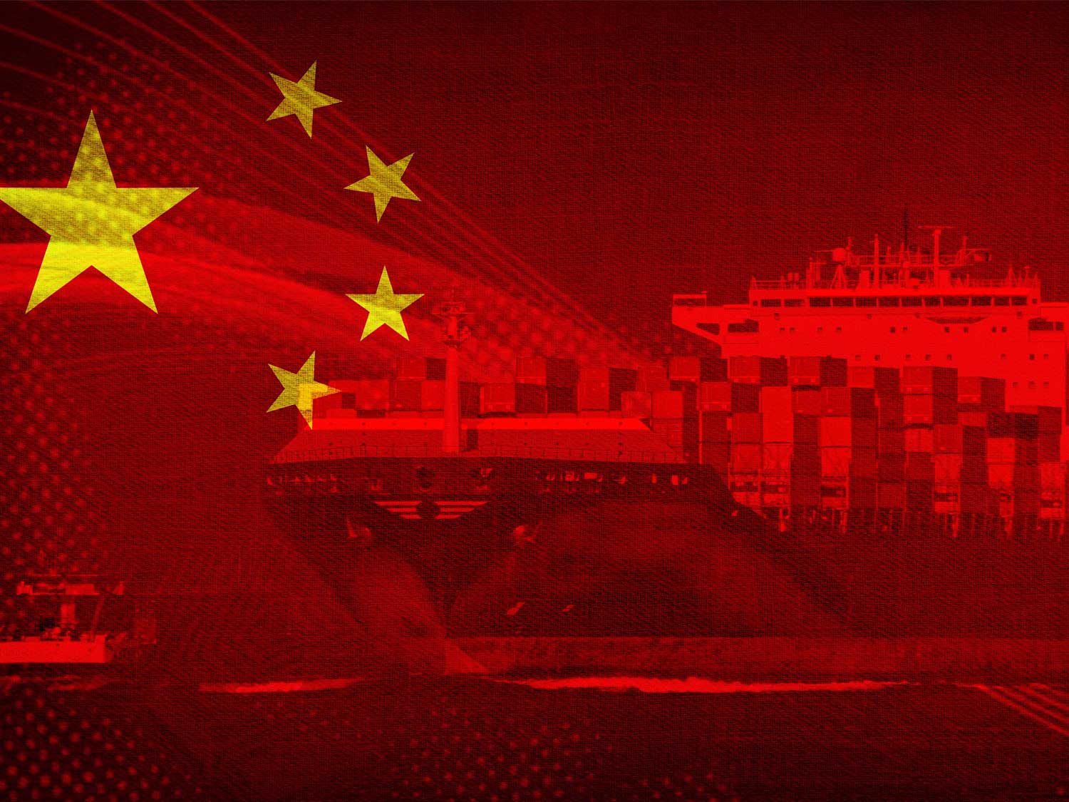 China flag and ship